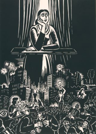 Frans Masereel,  L' aveugle (houtsnede op papier), 1957