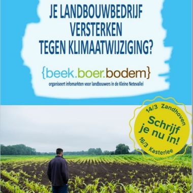 Infoposter Infomarkten {beek.boer.bodem} à) 14 maart 2022 in Zandhoven en op 16 maart 2022 in Kasterlee