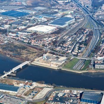 Luchtbeeld stationsomgeving Boom