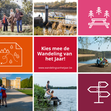 Collage met 5 kandidaten Wandeling van het Jaar