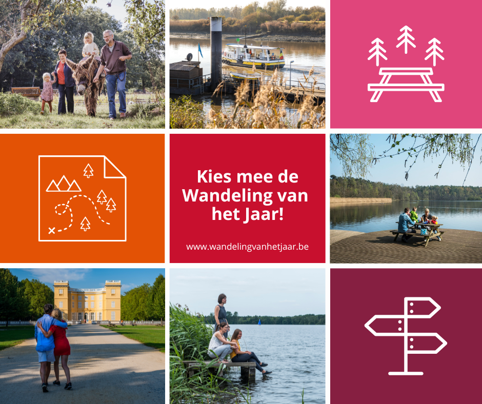 Collage met 5 kandidaten Wandeling van het Jaar