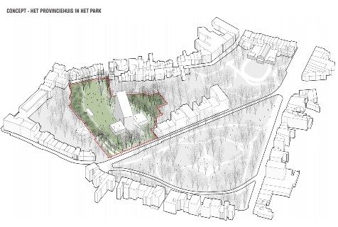 provinciehuis concept ligging in park